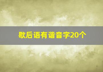 歇后语有谐音字20个