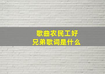 歌曲农民工好兄弟歌词是什么