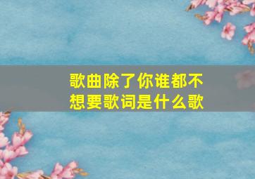 歌曲除了你谁都不想要歌词是什么歌