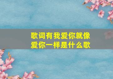 歌词有我爱你就像爱你一样是什么歌