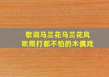 歌词马兰花马兰花风吹雨打都不怕的木偶戏