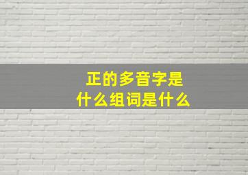 正的多音字是什么组词是什么