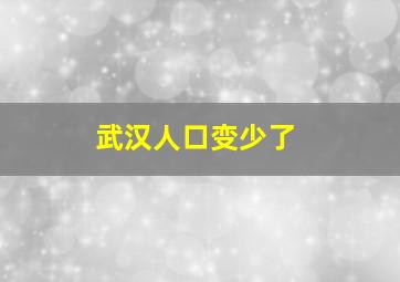 武汉人口变少了