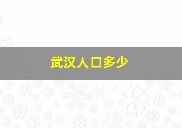 武汉人口多少