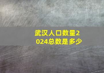 武汉人口数量2024总数是多少