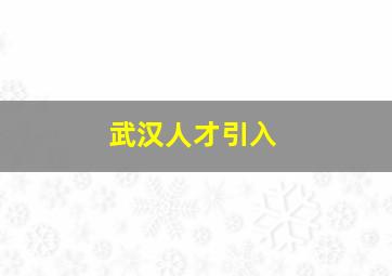 武汉人才引入