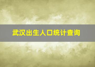 武汉出生人口统计查询