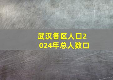 武汉各区人口2024年总人数口