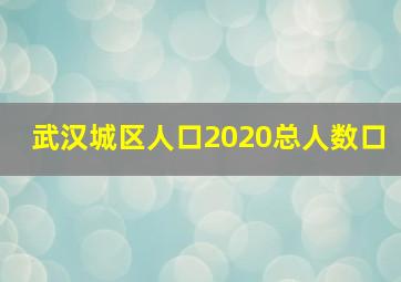 武汉城区人口2020总人数口