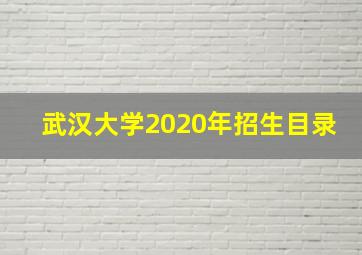 武汉大学2020年招生目录