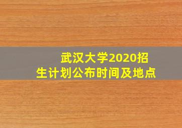 武汉大学2020招生计划公布时间及地点