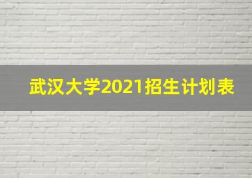 武汉大学2021招生计划表