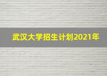 武汉大学招生计划2021年