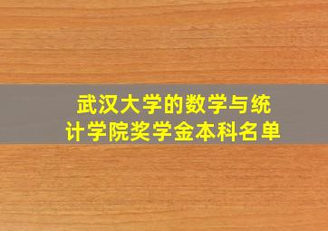 武汉大学的数学与统计学院奖学金本科名单