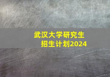 武汉大学研究生招生计划2024