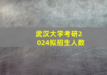 武汉大学考研2024拟招生人数