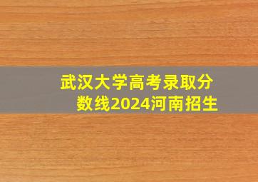 武汉大学高考录取分数线2024河南招生