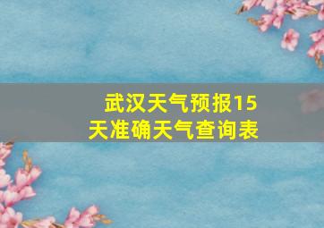 武汉天气预报15天准确天气查询表