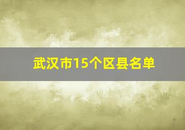 武汉市15个区县名单