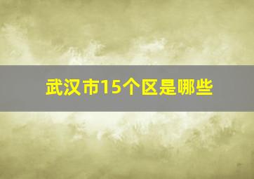 武汉市15个区是哪些