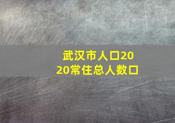 武汉市人口2020常住总人数口