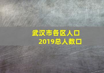 武汉市各区人口2019总人数口