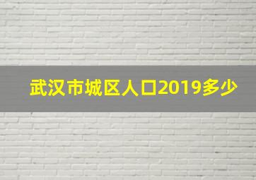 武汉市城区人口2019多少