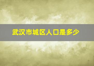 武汉市城区人口是多少