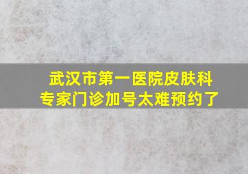 武汉市第一医院皮肤科专家门诊加号太难预约了