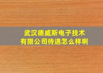 武汉德威斯电子技术有限公司待遇怎么样啊