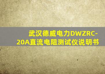 武汉德威电力DWZRC-20A直流电阻测试仪说明书