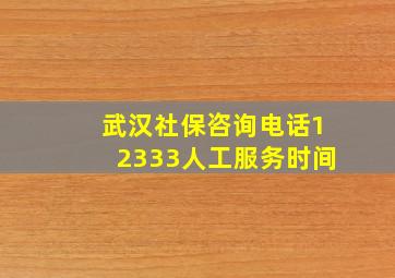 武汉社保咨询电话12333人工服务时间