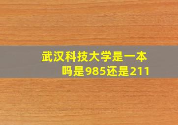 武汉科技大学是一本吗是985还是211