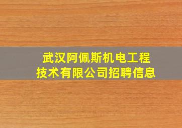 武汉阿佩斯机电工程技术有限公司招聘信息