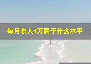 每月收入3万属于什么水平