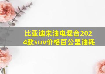 比亚迪宋油电混合2024款suv价格百公里油耗