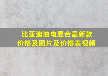 比亚迪油电混合最新款价格及图片及价格表视频