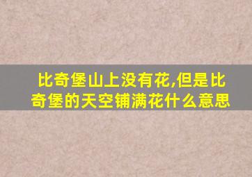 比奇堡山上没有花,但是比奇堡的天空铺满花什么意思