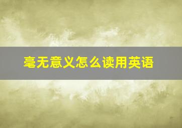 毫无意义怎么读用英语