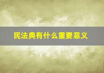 民法典有什么重要意义