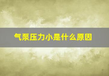 气泵压力小是什么原因