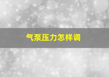 气泵压力怎样调