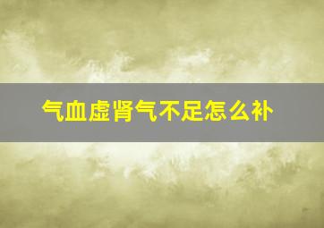 气血虚肾气不足怎么补