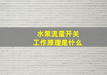 水泵流量开关工作原理是什么