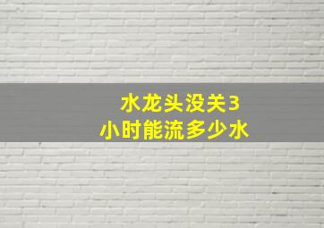 水龙头没关3小时能流多少水