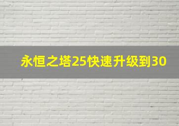 永恒之塔25快速升级到30