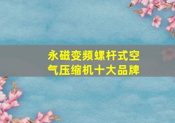 永磁变频螺杆式空气压缩机十大品牌