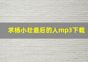 求杨小壮最后的人mp3下载