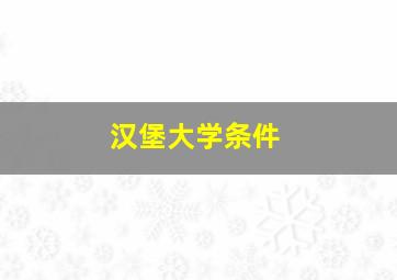 汉堡大学条件