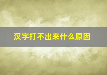 汉字打不出来什么原因